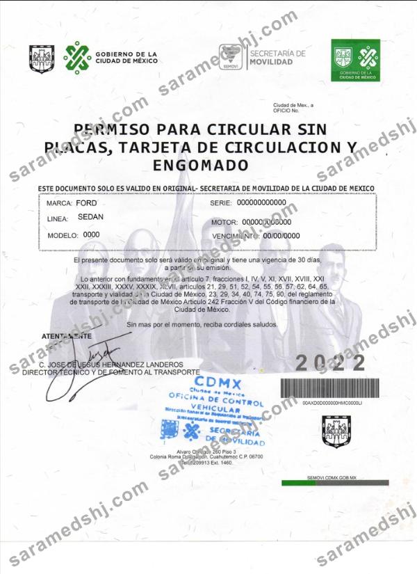 Mexico Permiso Para Circular Sin Placas